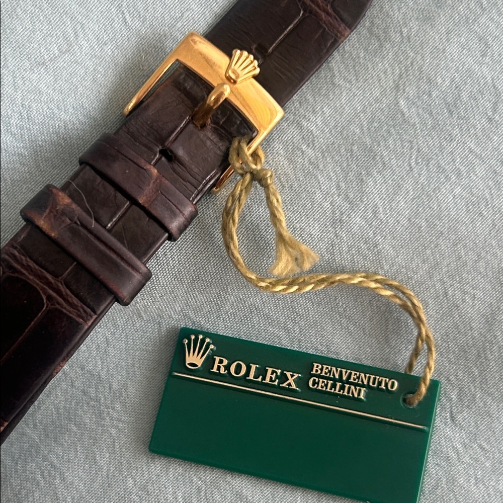 ROLEX 18k Solid Gold 16mm Logo Buckle 17mm CROCODILE Orginal Rolex Watch Strap